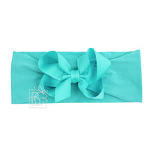 WIDE PANTYHOSE HEADBAND W/CLASSIC GROSGRAIN BOW-Paris Pink & Cowboy Blue Baby Boutique