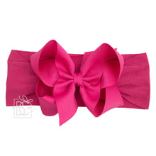 WIDE PANTYHOSE HEADBAND W/CLASSIC GROSGRAIN BOW-Paris Pink & Cowboy Blue Baby Boutique