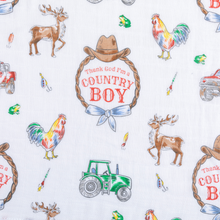 Country Boy 2 in 1 Burp Cloth and Bib Combo-Paris Pink & Cowboy Blue Baby Boutique