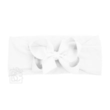 WIDE PANTYHOSE HEADBAND W/CLASSIC GROSGRAIN BOW-Paris Pink & Cowboy Blue Baby Boutique