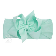 WIDE PANTYHOSE HEADBAND W/CLASSIC GROSGRAIN BOW-Paris Pink & Cowboy Blue Baby Boutique