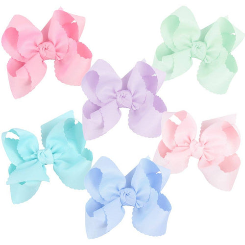SCALLOPED EDGE BOW-Paris Pink & Cowboy Blue Baby Boutique
