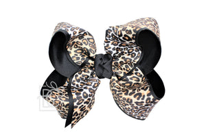 Beyond Creations, LLC - LAYERED LEOPARD BOW ON CLIP-Paris Pink & Cowboy Blue Baby Boutique