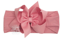 WIDE PANTYHOSE HEADBAND W/CLASSIC GROSGRAIN BOW-Paris Pink & Cowboy Blue Baby Boutique