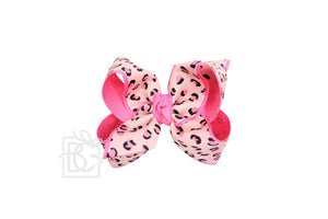 Beyond Creations, LLC - LAYERED LEOPARD BOW ON CLIP-Paris Pink & Cowboy Blue Baby Boutique