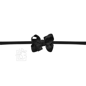 1/4" PANTYHOSE HEADBAND W/SIGNATURE GROSGRAIN BOW-Paris Pink & Cowboy Blue Baby Boutique