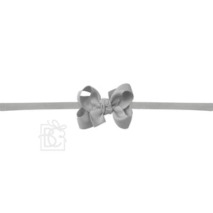 1/4" PANTYHOSE HEADBAND W/SIGNATURE GROSGRAIN BOW-Paris Pink & Cowboy Blue Baby Boutique