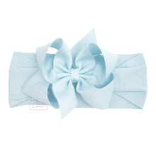 WIDE PANTYHOSE HEADBAND W/CLASSIC GROSGRAIN BOW-Paris Pink & Cowboy Blue Baby Boutique