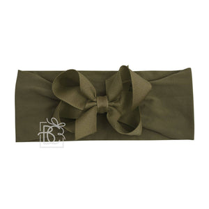 WIDE PANTYHOSE HEADBAND W/CLASSIC GROSGRAIN BOW-Paris Pink & Cowboy Blue Baby Boutique