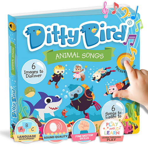 Ditty Bird - Ditty Bird Book:Animal songs incl.Baby Shark- Best Toys-Book-Paris Pink & Cowboy Blue Baby Boutique