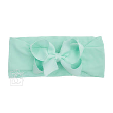 WIDE PANTYHOSE HEADBAND W/CLASSIC GROSGRAIN BOW-Paris Pink & Cowboy Blue Baby Boutique