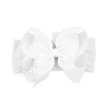 WIDE PANTYHOSE HEADBAND W/CLASSIC GROSGRAIN BOW-Paris Pink & Cowboy Blue Baby Boutique