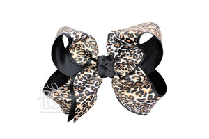 Beyond Creations, LLC - LAYERED LEOPARD BOW ON CLIP-Paris Pink & Cowboy Blue Baby Boutique