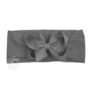 WIDE PANTYHOSE HEADBAND W/CLASSIC GROSGRAIN BOW-Paris Pink & Cowboy Blue Baby Boutique