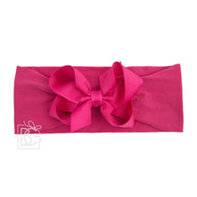 WIDE PANTYHOSE HEADBAND W/CLASSIC GROSGRAIN BOW-Paris Pink & Cowboy Blue Baby Boutique