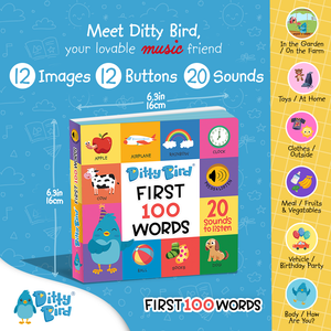 Ditty Bird - First 100 Words | Ditty Bird Baby book-Award Family Choice-Book-Paris Pink & Cowboy Blue Baby Boutique